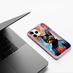 Чехол iPhone 11 Pro матовый Кошечка следящая за модой - нейросеть, цвет: 3D-розовый — фото 2