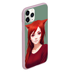 Чехол iPhone 11 Pro матовый Cute Catgirl, цвет: 3D-розовый — фото 2