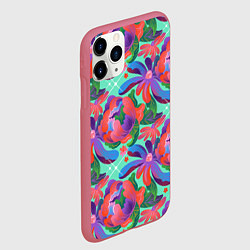 Чехол iPhone 11 Pro матовый Цветочный паттерн арт, цвет: 3D-малиновый — фото 2