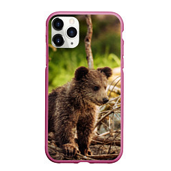 Чехол iPhone 11 Pro матовый Медвежонок красавец, цвет: 3D-малиновый