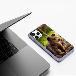 Чехол iPhone 11 Pro матовый Медвежонок красавец, цвет: 3D-светло-сиреневый — фото 2