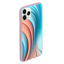 Чехол iPhone 11 Pro матовый Кораллово-голубая абстрактная волна, цвет: 3D-розовый — фото 2