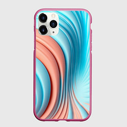 Чехол iPhone 11 Pro матовый Кораллово-голубая абстрактная волна, цвет: 3D-малиновый