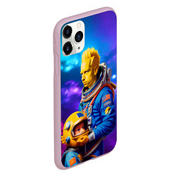 Чехол iPhone 11 Pro матовый Bart Simpson and Maggie in space - neural network, цвет: 3D-розовый — фото 2