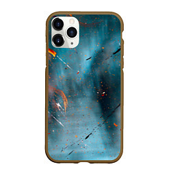Чехол iPhone 11 Pro матовый Абстрактный синий туман, силуэты и краски, цвет: 3D-коричневый