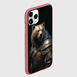 Чехол iPhone 11 Pro матовый Медведь в доспехах, цвет: 3D-малиновый — фото 2