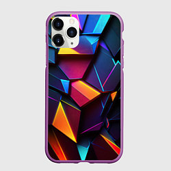 Чехол iPhone 11 Pro матовый Неоновые абстрактные плиты, цвет: 3D-фиолетовый