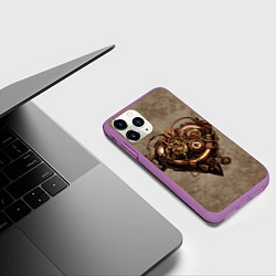 Чехол iPhone 11 Pro матовый Стимпанк сердце, цвет: 3D-фиолетовый — фото 2