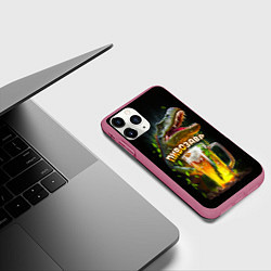 Чехол iPhone 11 Pro матовый Пивозавр в лесу, цвет: 3D-малиновый — фото 2
