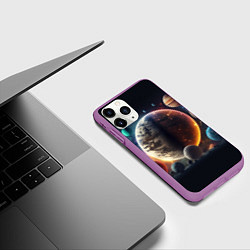 Чехол iPhone 11 Pro матовый Ппланеты и космос от нейросети, цвет: 3D-фиолетовый — фото 2