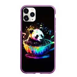 Чехол iPhone 11 Pro матовый Панда в кружке, цвет: 3D-фиолетовый