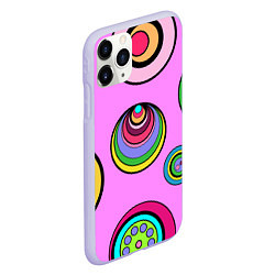 Чехол iPhone 11 Pro матовый Разноцветные круги, цвет: 3D-светло-сиреневый — фото 2
