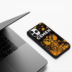 Чехол iPhone 11 Pro матовый Семен и зологой герб РФ, цвет: 3D-черный — фото 2