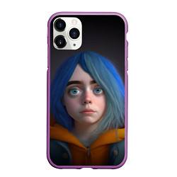 Чехол iPhone 11 Pro матовый Билли Айлиш портрет, цвет: 3D-фиолетовый