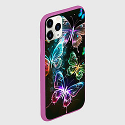 Чехол iPhone 11 Pro матовый Неоновые дикие бабочки, цвет: 3D-фиолетовый — фото 2