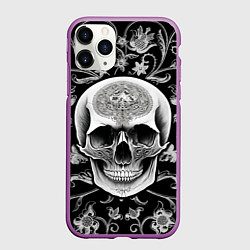Чехол iPhone 11 Pro матовый Винтажный череп, цвет: 3D-фиолетовый