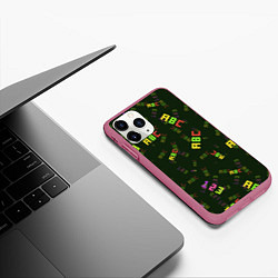 Чехол iPhone 11 Pro матовый ABC, цвет: 3D-малиновый — фото 2