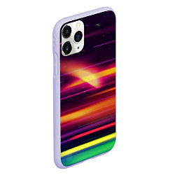 Чехол iPhone 11 Pro матовый Радужные световые полосы, цвет: 3D-светло-сиреневый — фото 2