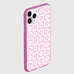Чехол iPhone 11 Pro матовый Pink flower checkers, цвет: 3D-фиолетовый — фото 2
