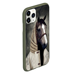 Чехол iPhone 11 Pro матовый Конь в пальто в прямом смысле, цвет: 3D-темно-зеленый — фото 2