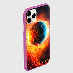 Чехол iPhone 11 Pro матовый Планета в огненном космосе, цвет: 3D-фиолетовый — фото 2