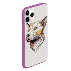 Чехол iPhone 11 Pro матовый Стилизованный пёс в геометрическом стиле 2, цвет: 3D-фиолетовый — фото 2