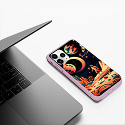Чехол iPhone 11 Pro матовый Покорение космоса, цвет: 3D-розовый — фото 2