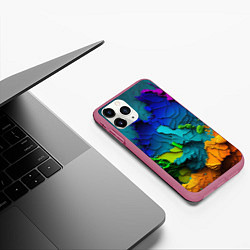 Чехол iPhone 11 Pro матовый Взрыв красок, цвет: 3D-малиновый — фото 2