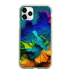 Чехол iPhone 11 Pro матовый Взрыв красок, цвет: 3D-салатовый
