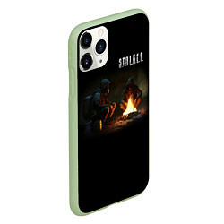 Чехол iPhone 11 Pro матовый STALKER Одиночки у костра, цвет: 3D-салатовый — фото 2