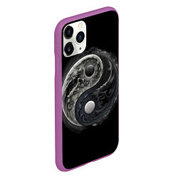 Чехол iPhone 11 Pro матовый Абстракция инь-янь, цвет: 3D-фиолетовый — фото 2