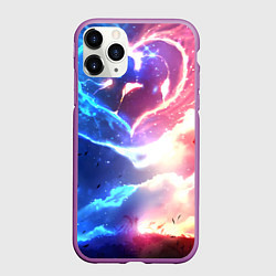 Чехол iPhone 11 Pro матовый Сердце и любовная пара, цвет: 3D-фиолетовый