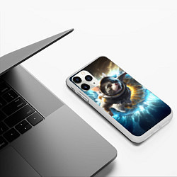 Чехол iPhone 11 Pro матовый Кот космонавт и взрыв звезды, цвет: 3D-белый — фото 2