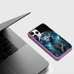 Чехол iPhone 11 Pro матовый Кот в пузыре, цвет: 3D-фиолетовый — фото 2