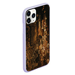 Чехол iPhone 11 Pro матовый Тёмные камни и тёмные краски в воде, цвет: 3D-светло-сиреневый — фото 2