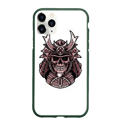 Чехол iPhone 11 Pro матовый Череп самурая с доспехами, цвет: 3D-темно-зеленый