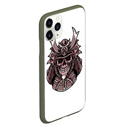 Чехол iPhone 11 Pro матовый Череп самурая с доспехами, цвет: 3D-темно-зеленый — фото 2