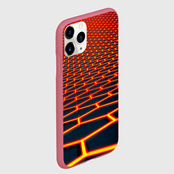 Чехол iPhone 11 Pro матовый Honeycomb yellow cyber, цвет: 3D-малиновый — фото 2