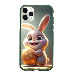 Чехол iPhone 11 Pro матовый Пасхальный зайка на полянке
