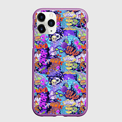 Чехол iPhone 11 Pro матовый Стрит-поп-арт: stop revolt, цвет: 3D-фиолетовый