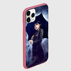 Чехол iPhone 11 Pro матовый Уэнсдей Аддамс с зонтом, цвет: 3D-малиновый — фото 2