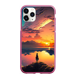 Чехол iPhone 11 Pro матовый Я не нарушаю правила, я живу по своим, цвет: 3D-малиновый