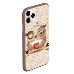 Чехол iPhone 11 Pro матовый Сова с кофе, цвет: 3D-коричневый — фото 2