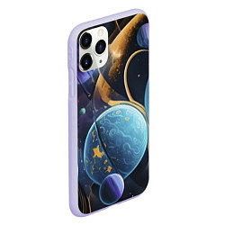 Чехол iPhone 11 Pro матовый Планеты во вселенной, цвет: 3D-светло-сиреневый — фото 2