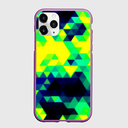 Чехол iPhone 11 Pro матовый Yellow green texture, цвет: 3D-фиолетовый