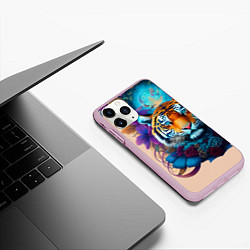 Чехол iPhone 11 Pro матовый Tiger tattoo - irezumi - art, цвет: 3D-розовый — фото 2
