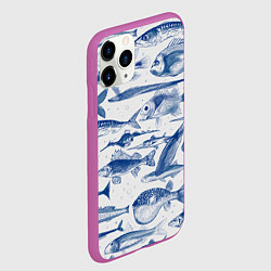 Чехол iPhone 11 Pro матовый Морские рыбы, цвет: 3D-фиолетовый — фото 2