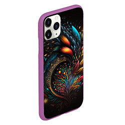 Чехол iPhone 11 Pro матовый Абстрактные цветные перья, цвет: 3D-фиолетовый — фото 2