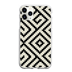 Чехол iPhone 11 Pro матовый Африканский узор, цвет: 3D-белый