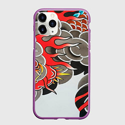 Чехол iPhone 11 Pro матовый Иредзуми: дракон в дыму, цвет: 3D-фиолетовый